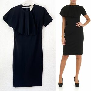 Fuzzi by Jean Paul Gaultier Pleated Shoulder Stretch Knit Dress Black Sz S